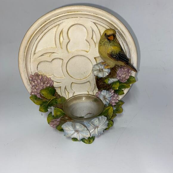 Home Interiors 2005 Bird Flower Floral Candle Holder Wall - Picture 1 of 6
